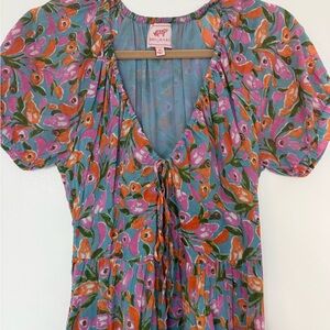 Banjanan Floral Tie-Front Maxi Dress